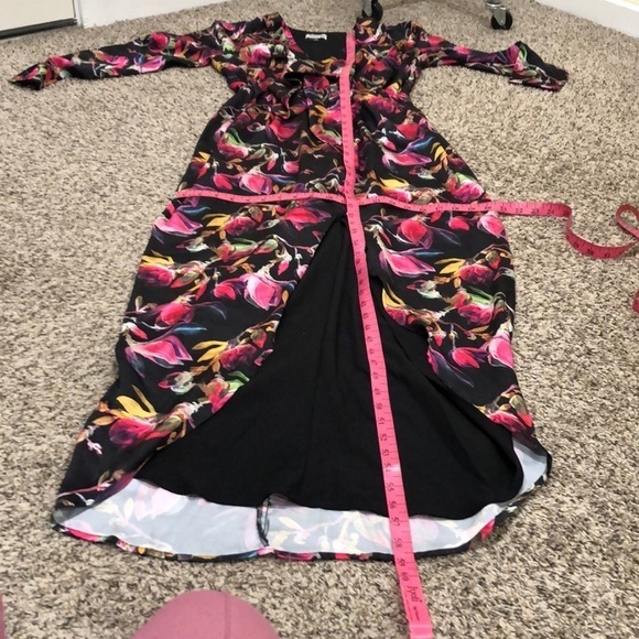 Delfi Collective Lindsay Maxi Dress Size Small Black Pink Tropical Floral Gown - Picture 10 of 12